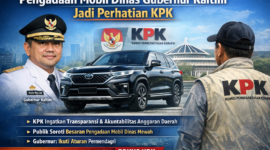 Ilustrasi kendaraan dinas Gubernur Kalimantan Timur yang menjadi sorotan publik, sementara KPK mengingatkan pentingnya transparansi dan akuntabilitas dalam proses pengadaan anggaran daerah.