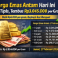 Ilustrasi emas batangan produksi PT Aneka Tambang (Antam) dengan pembaruan harga emas hari ini yang naik menjadi Rp3.045.000 per gram pada Jumat, 27 Februari 2026. Sumber: Logam Mulia Antam.