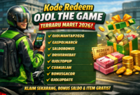 Ilustrasi kode redeem Ojol The Game terbaru Maret 2026 yang menawarkan bonus saldo, koin, dan item gratis bagi para pemain.