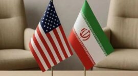 Ilustrasi: Bendera Iran dan Amerika Serikat terkait isu diplomasi internasional.