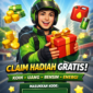 Ilustrasi:
Seorang driver ojek online dengan seragam hijau-hitam memegang kotak hadiah berwarna merah dengan pita emas, di sekitarnya muncul ikon koin, uang, bensin, dan energi. Latar belakang kota modern dengan efek digital dan teks menarik “Kode Redeem Terbaru! Claim Hadiah Gratis!”AI