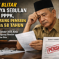 Seorang ASN di Blitar sedang memeriksa surat keputusan pemberhentian dengan hormat (SK Pensiun) setelah hanya bekerja satu bulan sebagai PPPK paruh waktu. Latar belakang menunjukkan suasana kantor pemerintahan.