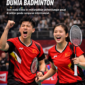 sangan ganda campuran China, Zhu Yiwei dan Bai Xinyi, merayakan poin saat tampil dalam turnamen internasional di bawah naungan Badminton World Federation (BWF).