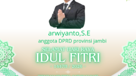 Anggota DPRD Provinsi Jambi Arwiyanto, S.E menyampaikan ucapan Selamat Hari Raya Idul Fitri 1447 H / 2026 M kepada seluruh masyarakat.