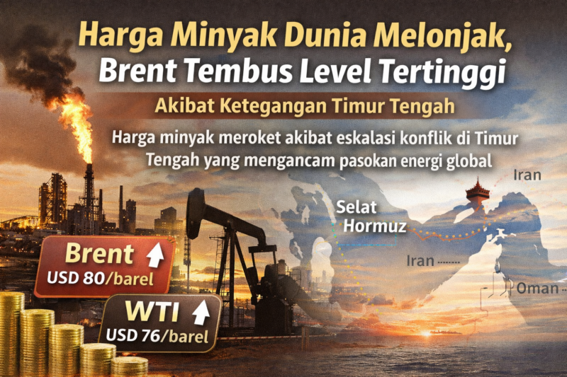 Ilustrasi kilang minyak dan aktivitas pengeboran yang mencerminkan lonjakan harga minyak dunia. Minyak mentah jenis Brent crude dan West Texas Intermediate (WTI) dilaporkan menguat akibat ketegangan di kawasan Selat Hormuz yang memengaruhi pasokan energi global./suarabrita.com