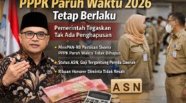 Menteri PAN-RB Abdullah Azwar Anas memberikan penjelasan terkait kepastian skema PPPK paruh waktu 2026 yang dipastikan tetap berlaku. Pemerintah menegaskan tidak ada penghapusan status bagi tenaga honorer dalam proses penataan ASN./suarabrita.com 