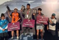 Arief Wismoyono usai finis sebagai juara pertama kategori summit pada ajang Kerinci 100 2026 di Gunung Kerinci, Minggu (5/4/2026). Foto: Dok.suarabrita.com 