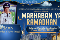 Pemerintah Desa Koto Tinggi menyampaikan ucapan selamat menunaikan ibadah puasa Ramadan 1447 H/2026 kepada seluruh masyarakat Muslim.