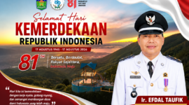 Kepala Desa Gedang, Ir. Efdal Taufik, menyampaikan ucapan Selamat Hari Ulang Tahun (HUT) ke-81 Kemerdekaan Republik Indonesia. Melalui momentum 17 Agustus 2026, Pemerintah Desa Gedang mengajak seluruh masyarakat untuk terus memperkuat persatuan, semangat gotong royong, serta berkontribusi dalam pembangunan desa demi mewujudkan Indonesia yang berdaulat, adil, makmur, dan semakin maju.
